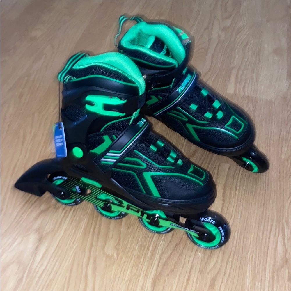 2PM SPORTS Torinx Green Adjustable Inline Skates, Fun Beginner Roller Skates